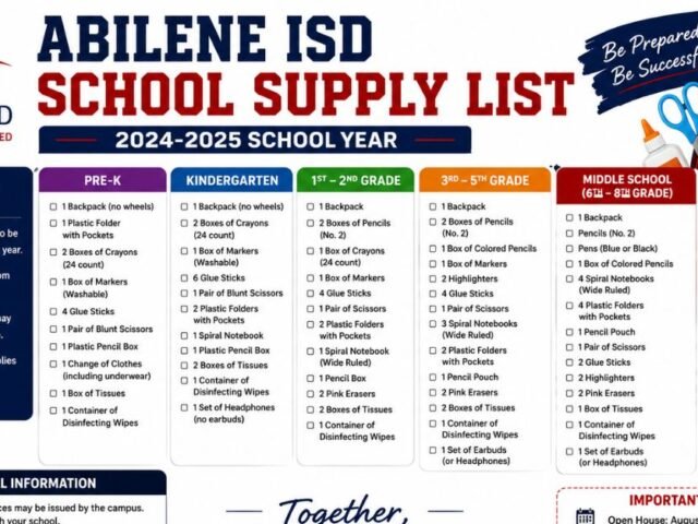 Abilene ISD School Supply List: Everything Your Student Needs